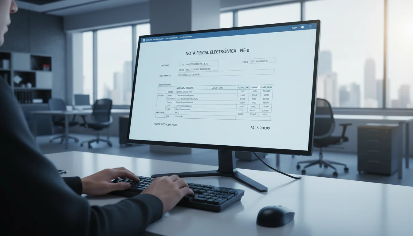 Digital Nota Fiscal on computer screen