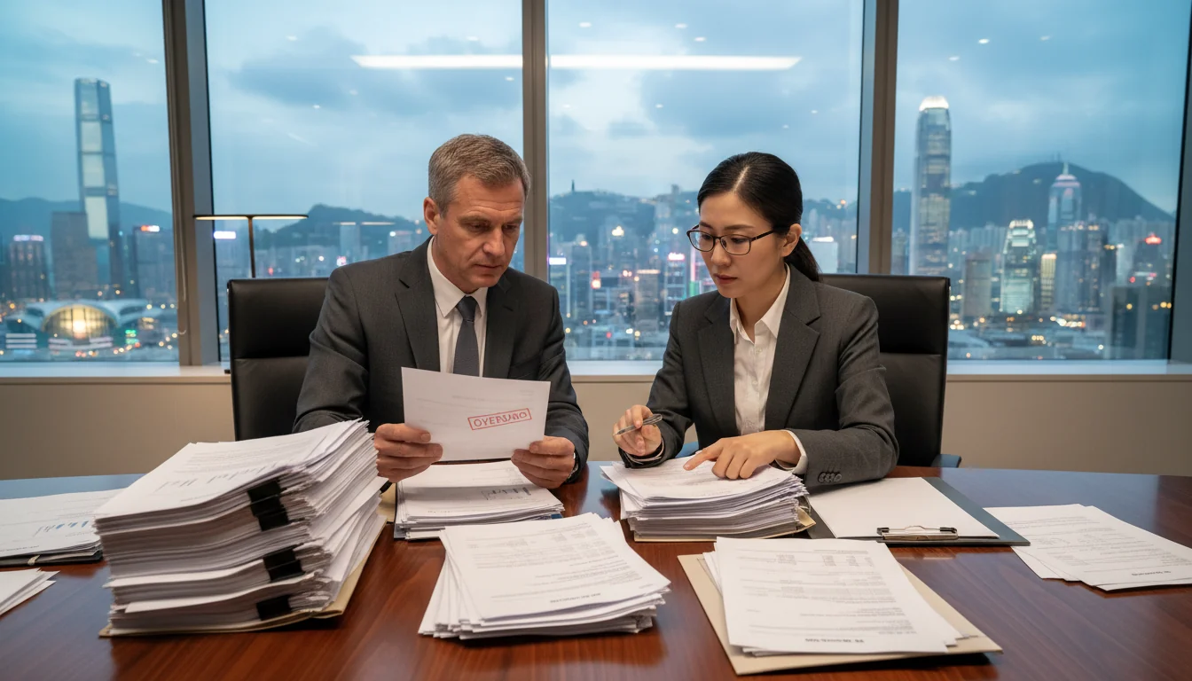 Business professionals reviewing documents