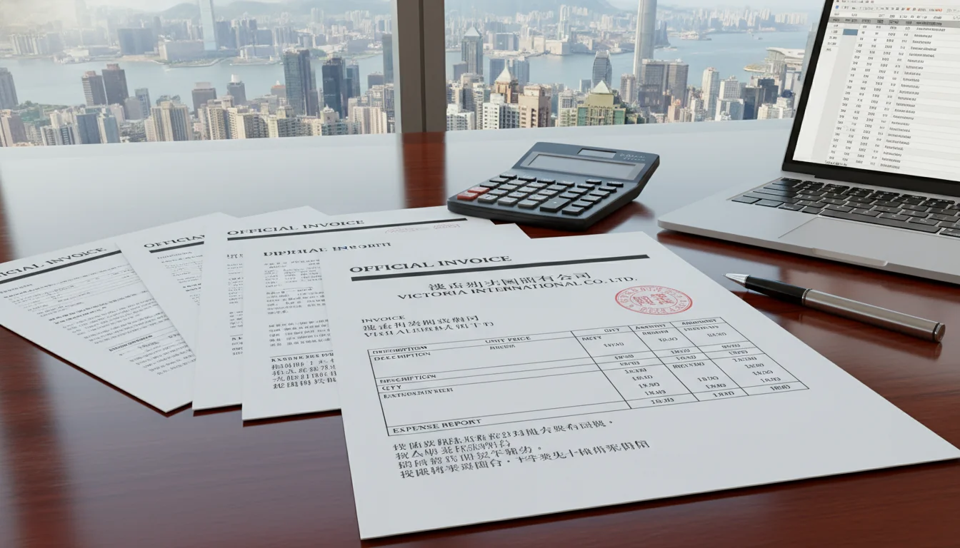 Official invoice on executive desk