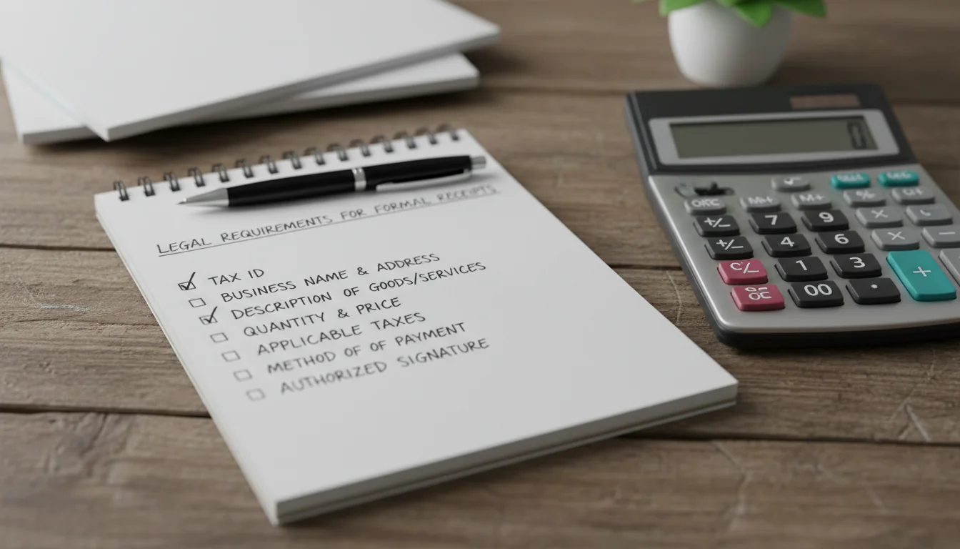 Checklist for receipt requirements.