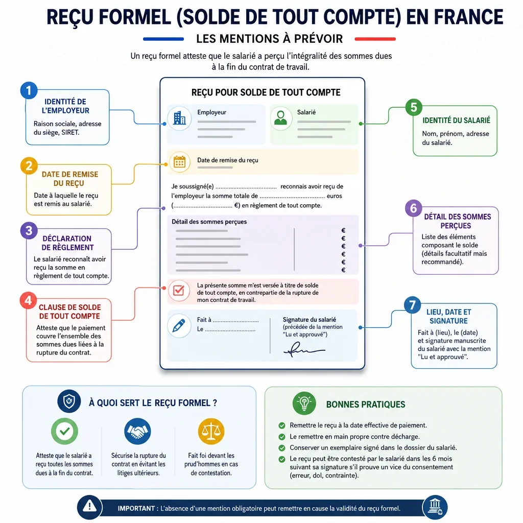 Mentions à prévoir dans un reçu formel