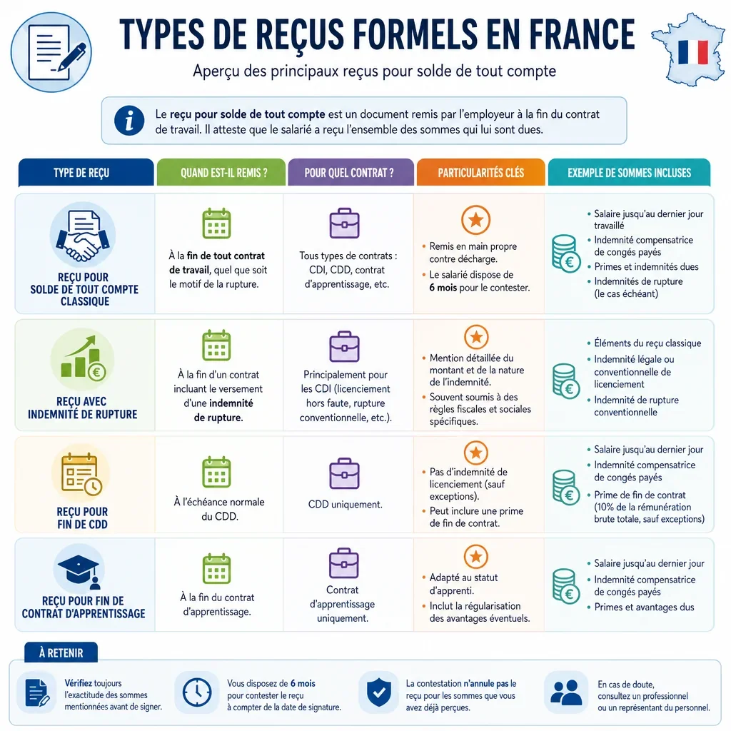 Types de reçus formels en France