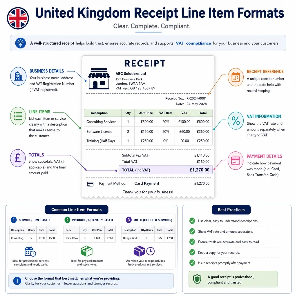 Receipt Line Item Formats