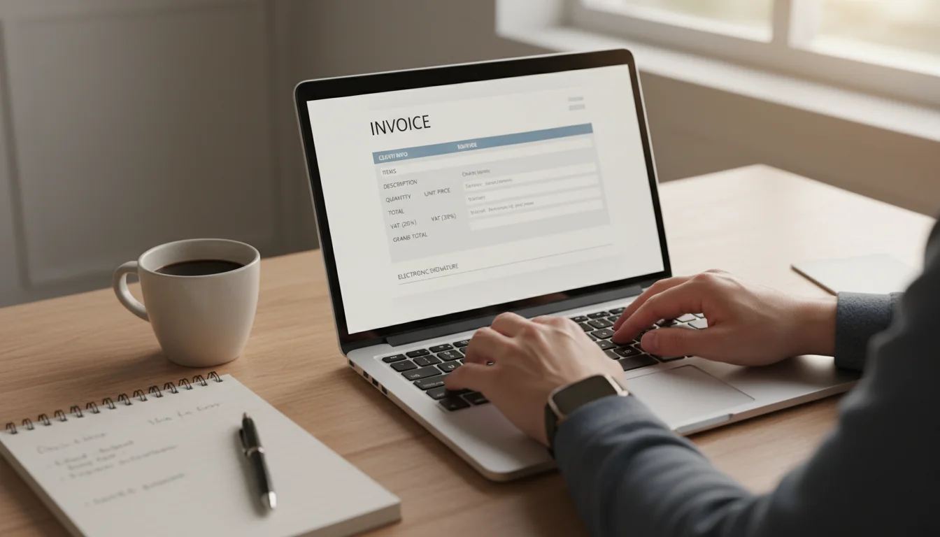Digital invoice on computer screen