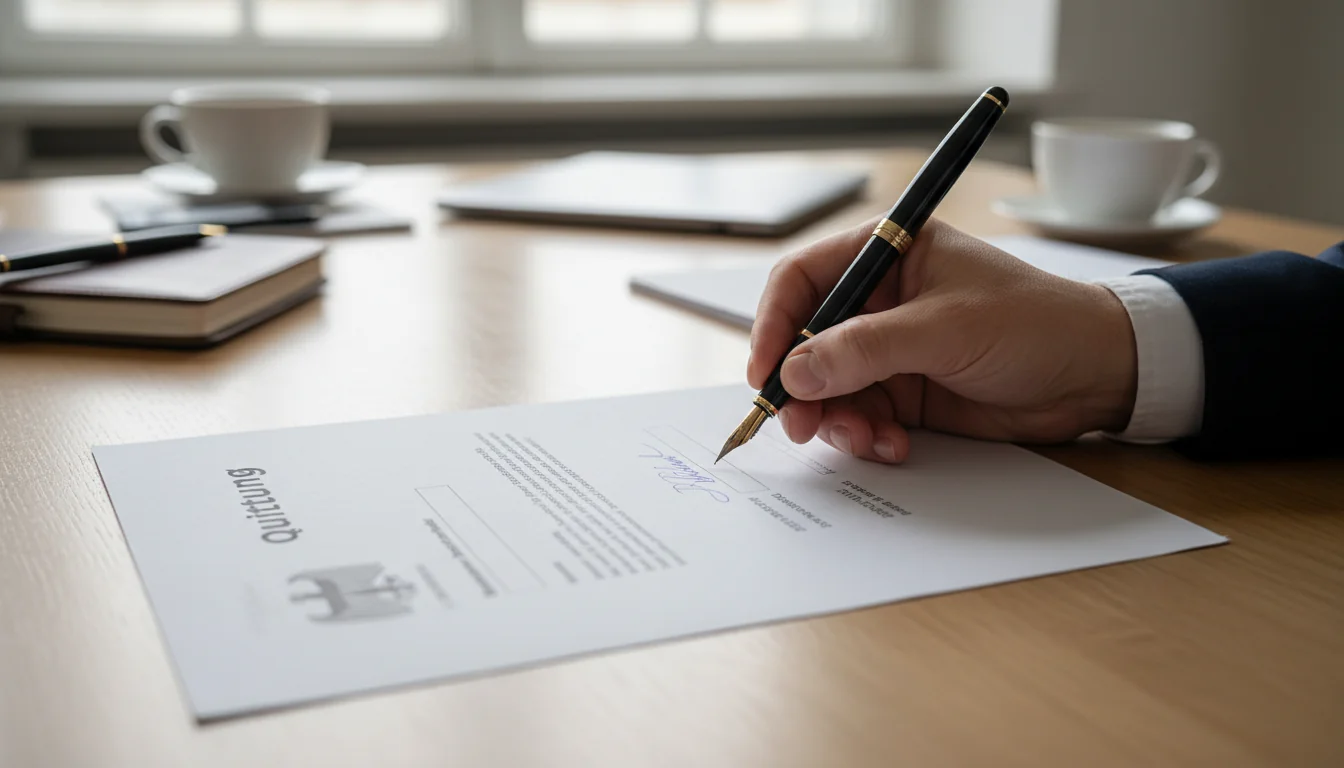 Signing Quittung agreement professionally