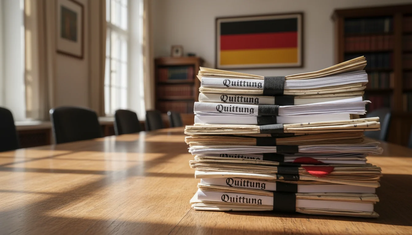 Stack of German legal papers bound