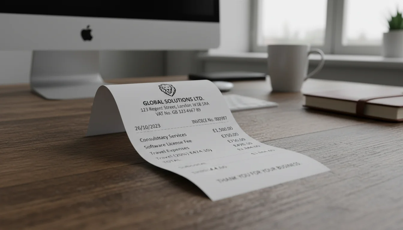 Receipt document close-up