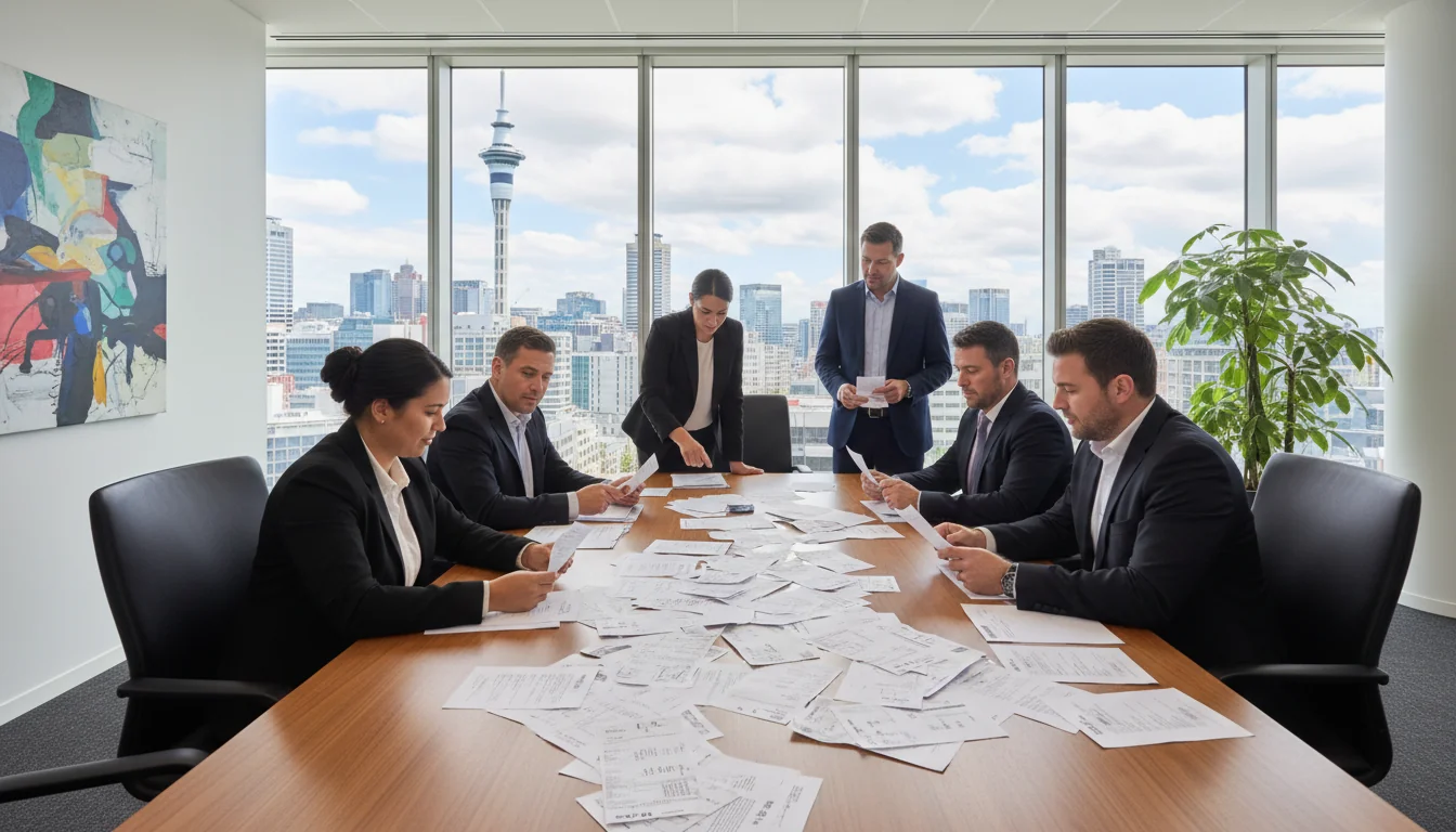 Corporate office with receipt documents