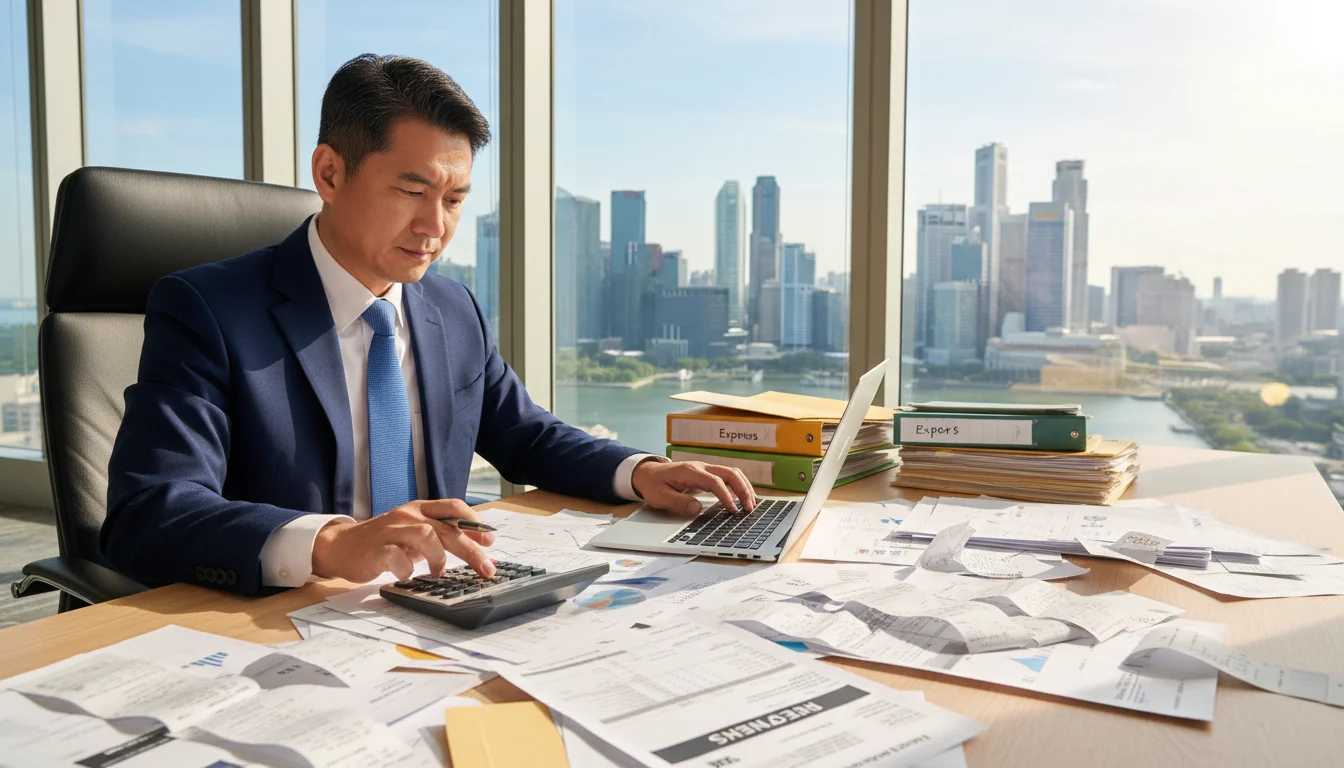 Business professional handling receipts