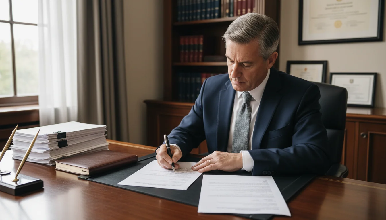 Professional signing legal receipt document