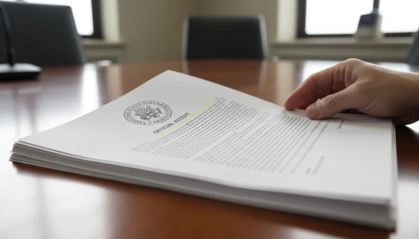 Stack of official US receipt papers