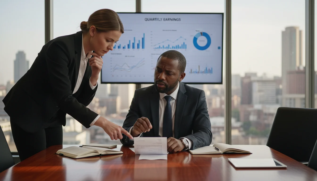 Business meeting discussing receipts