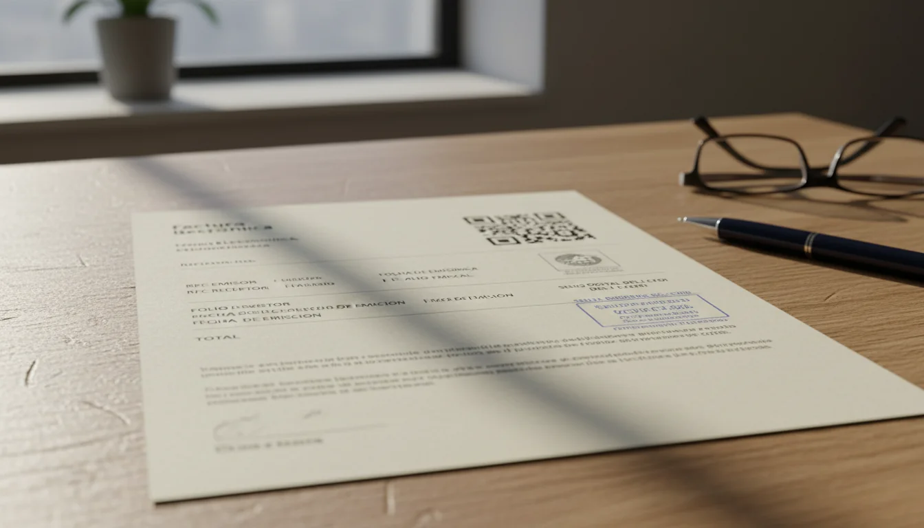 Mexican invoice document close-up