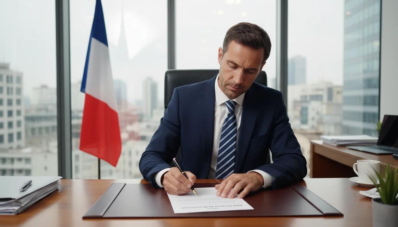 French employee signing document