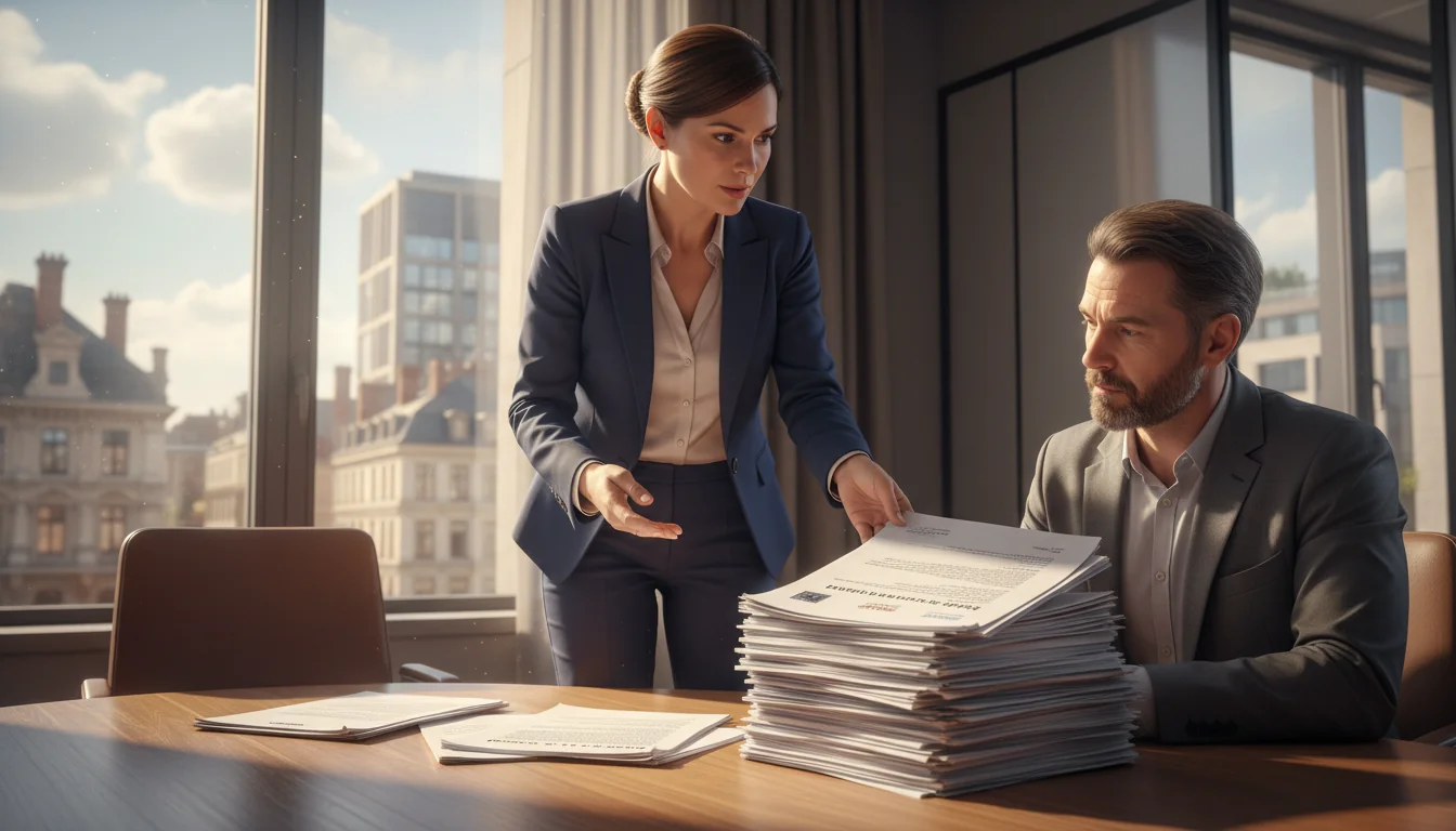 HR professional explaining paperwork