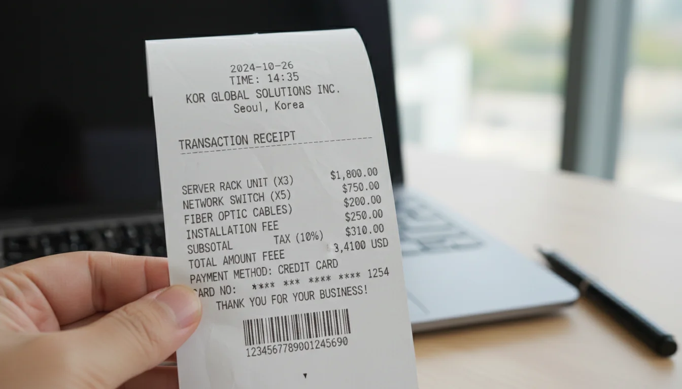 Korean receipt close-up