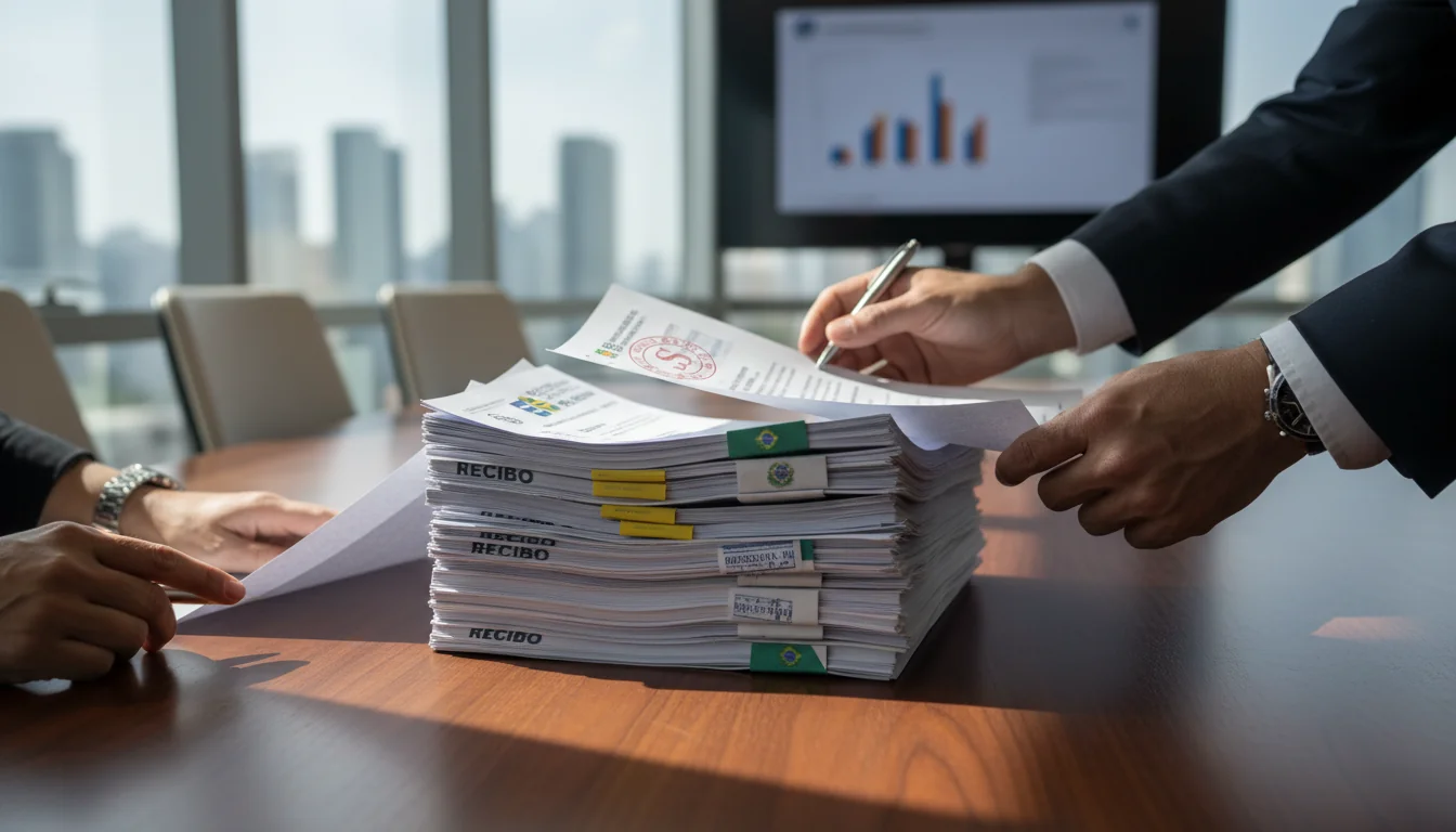 Stack of Brazilian business papers