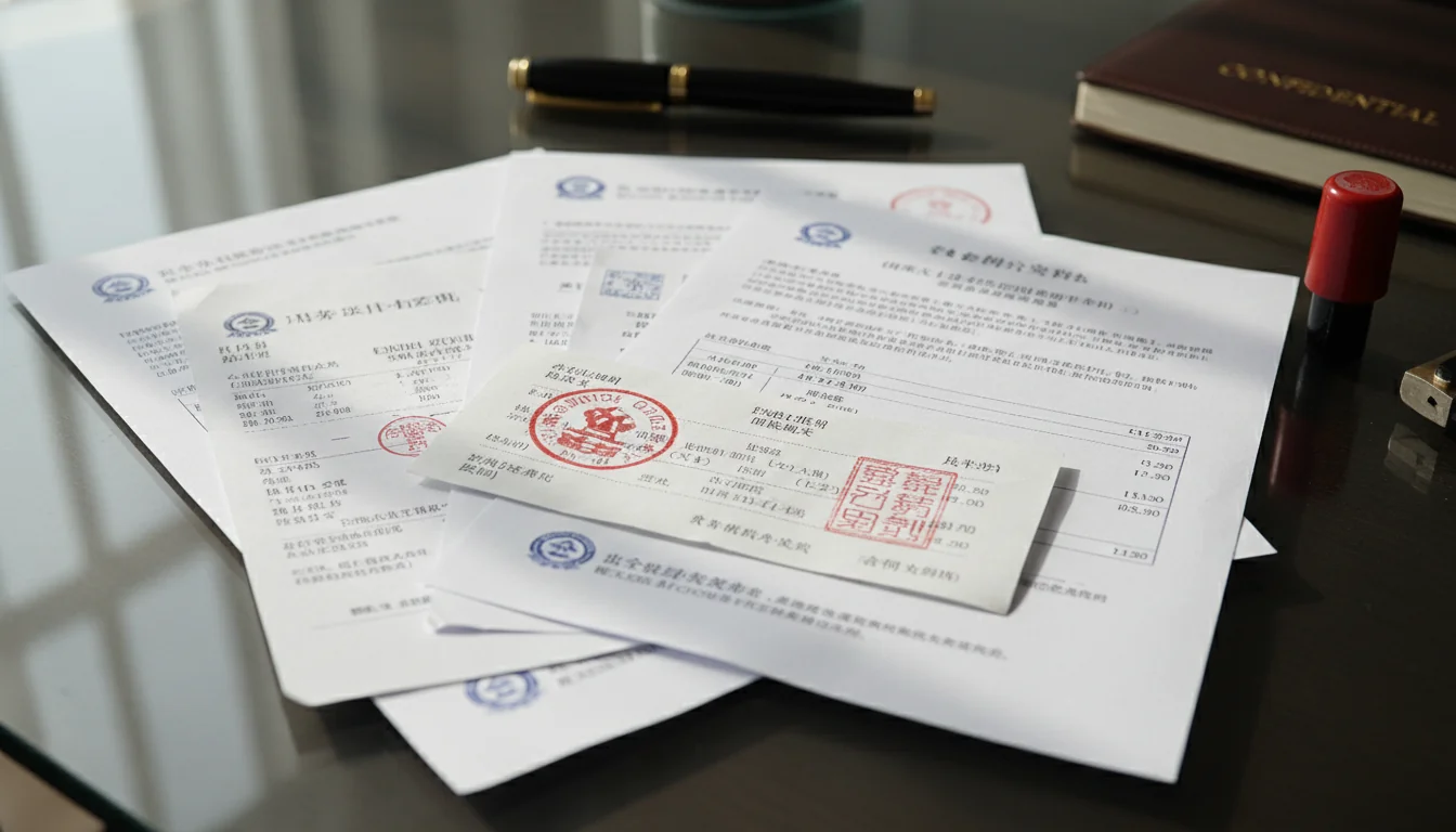 Stack of Chinese corporate documents