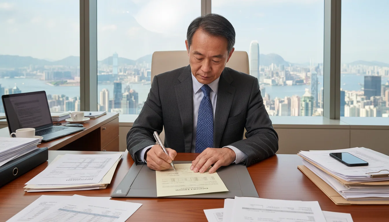 Professional signing corporate receipt