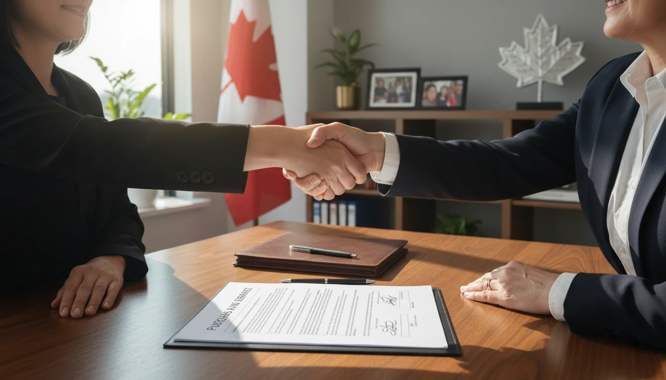 Canadian real estate contract signing.
