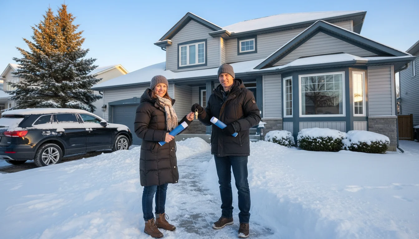 Handing over house keys post-sale.