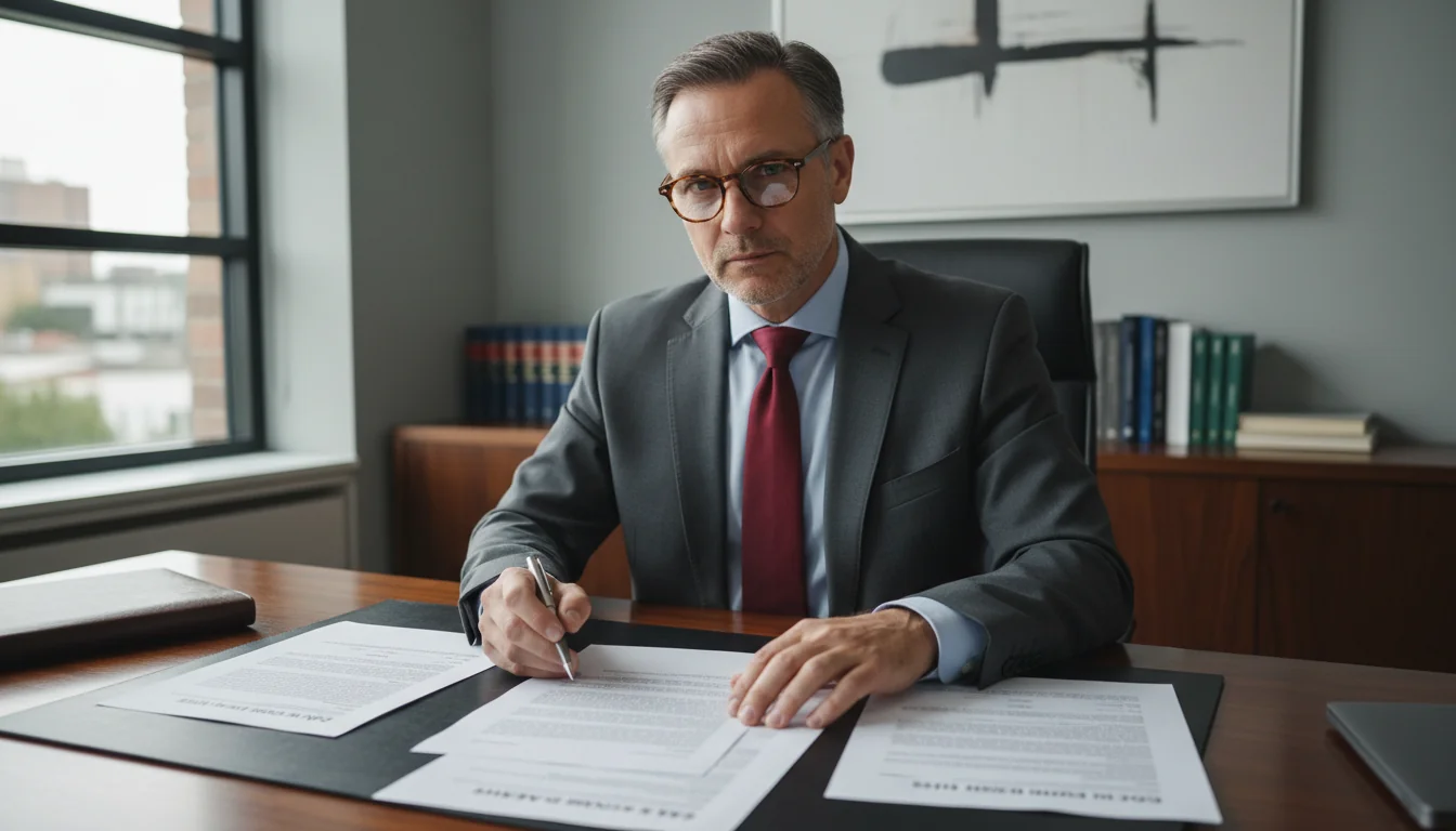 Professional reviewing sale agreement