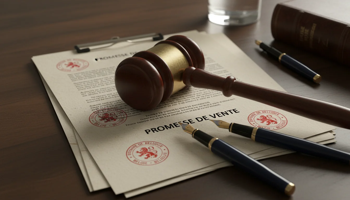 Gavel and Belgian real estate papers