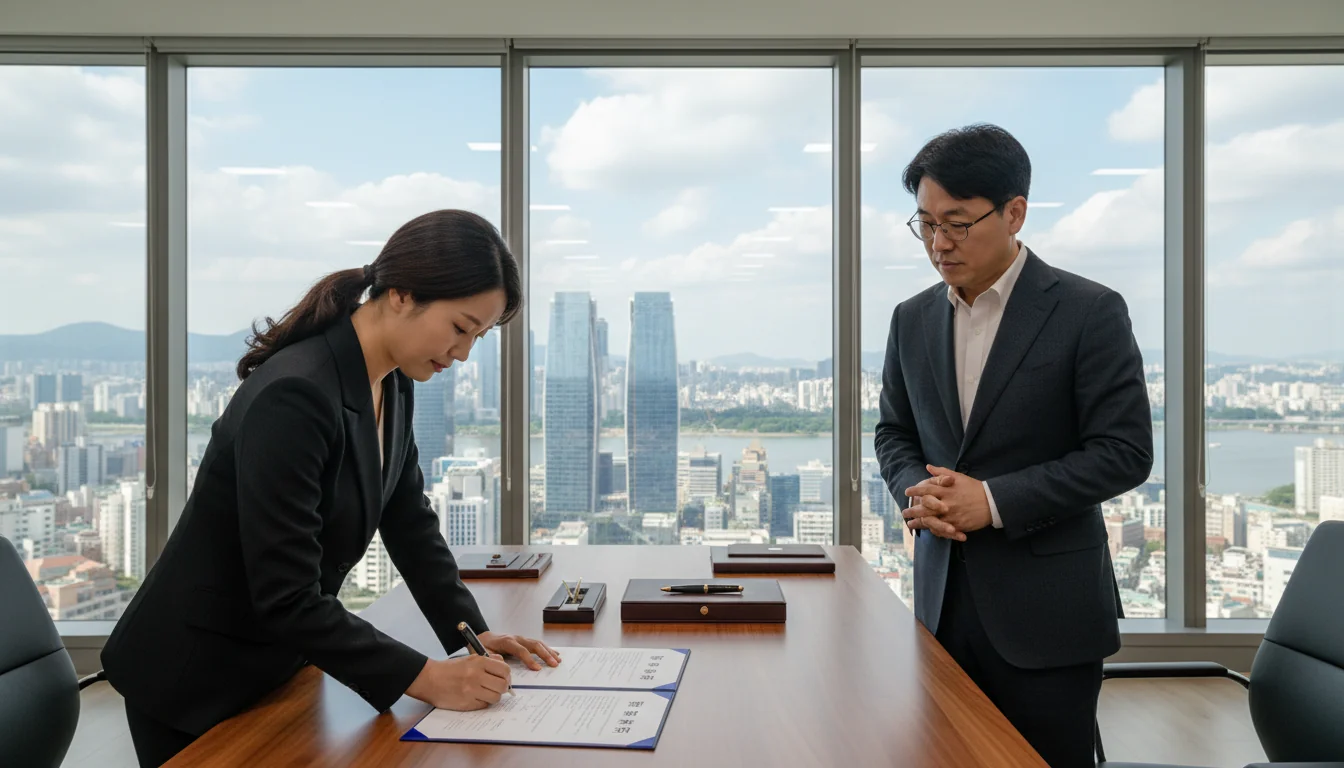 Korean contract signing scene