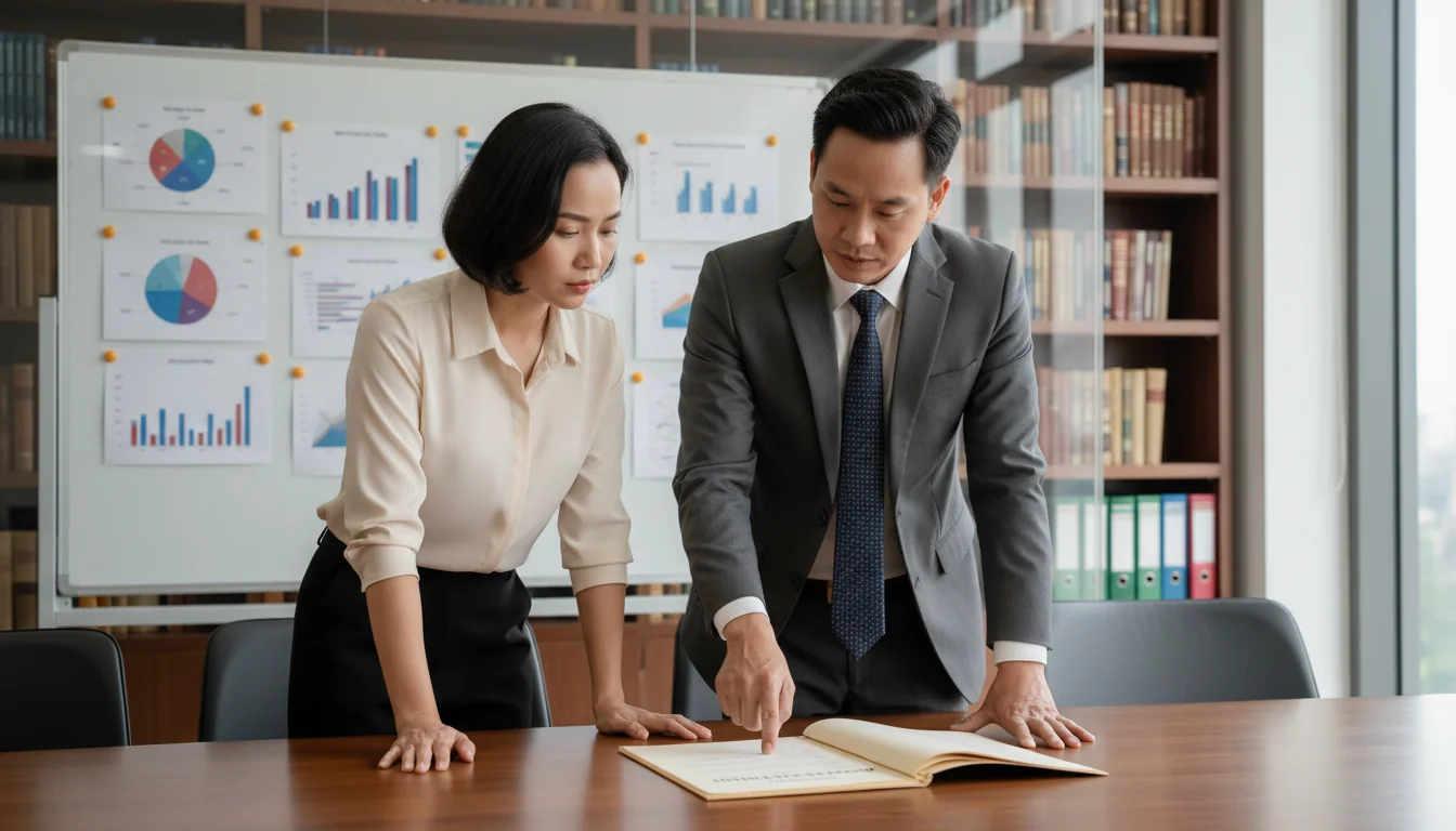 Vietnamese lawyer consulting client