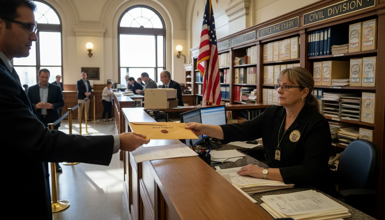 Filing affidavit at courthouse counter