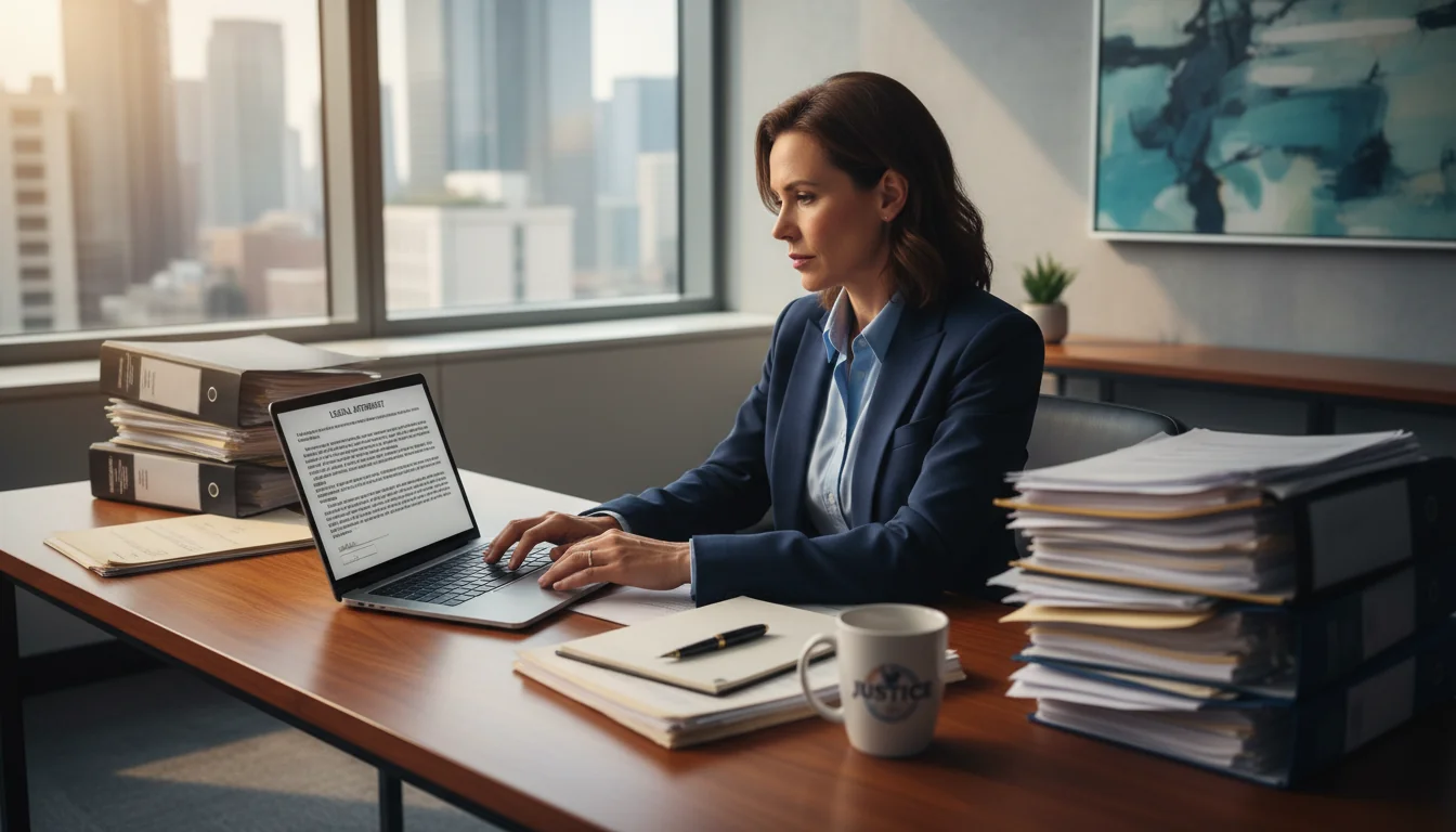 Person drafting affidavit at desk