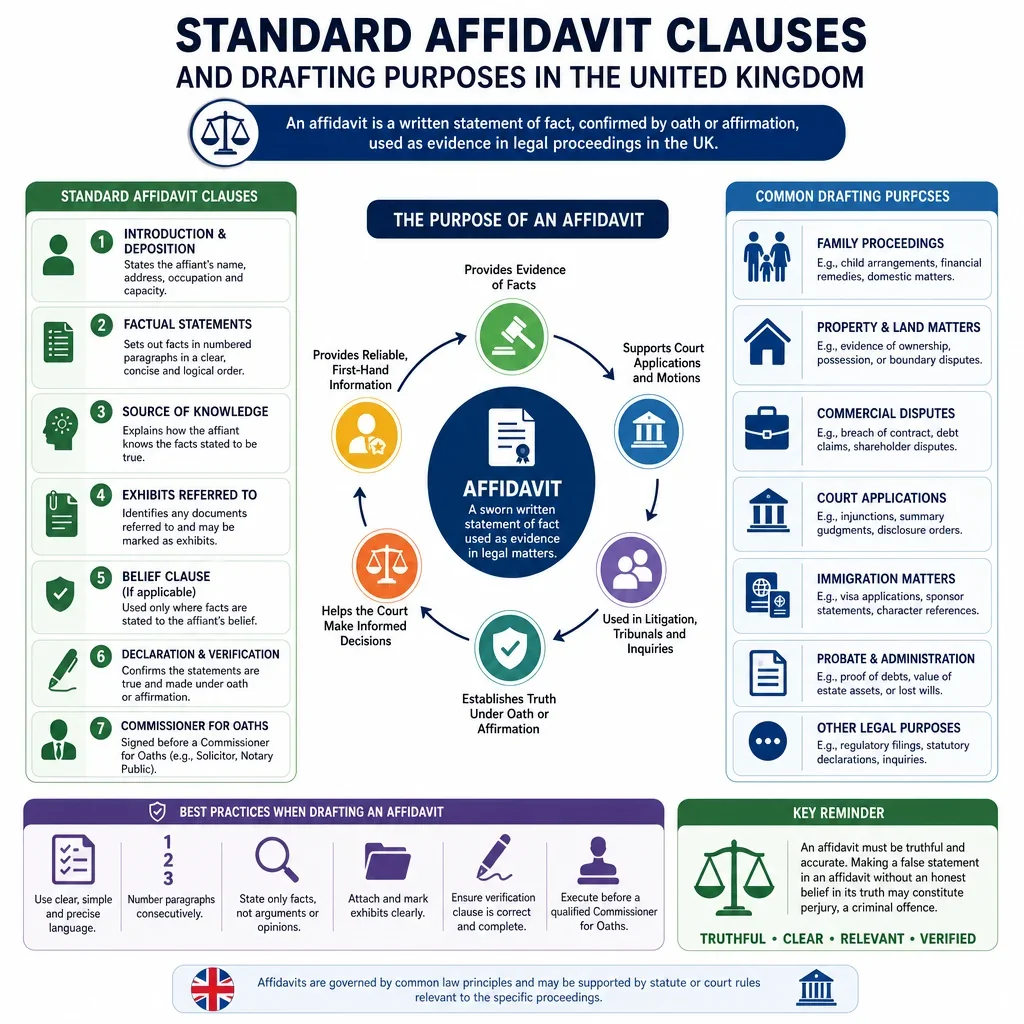 Standard affidavit clauses and drafting purposes
