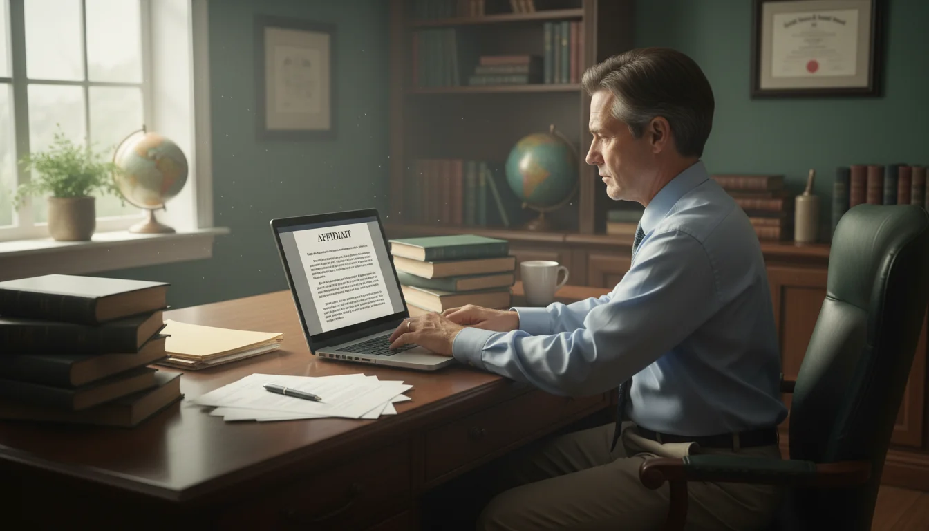 Person drafting affidavit document