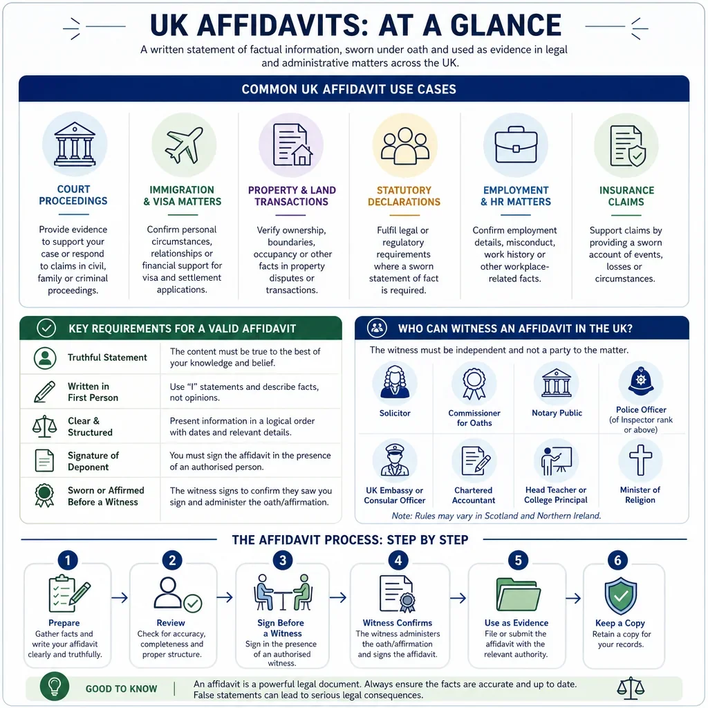 Common UK affidavit use cases and requirements