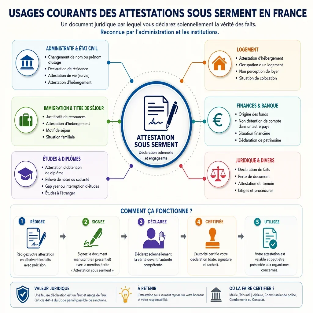 Usages courants des attestations sous serment