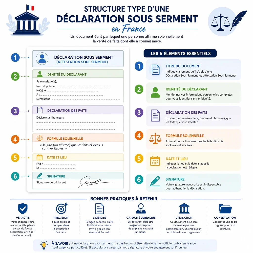 Structure type d’une déclaration sous serment