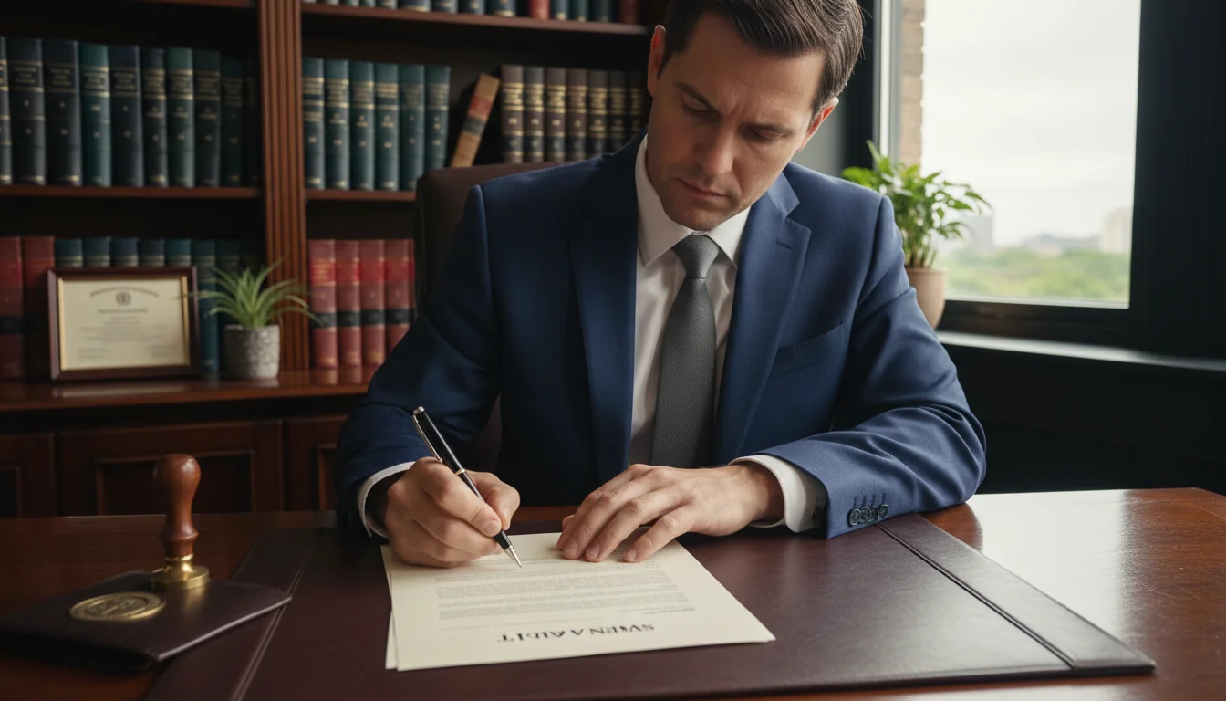 Person signing sworn statement document