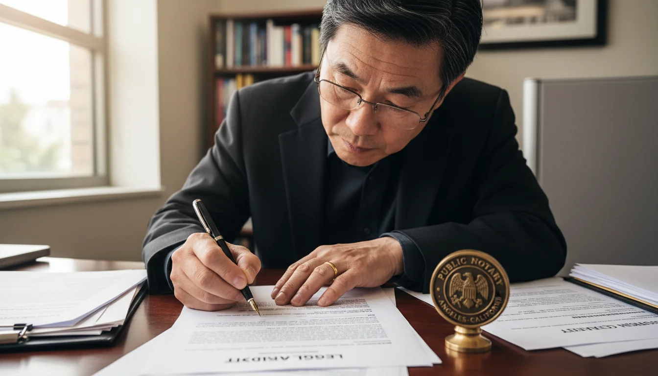 Adult signing legal document