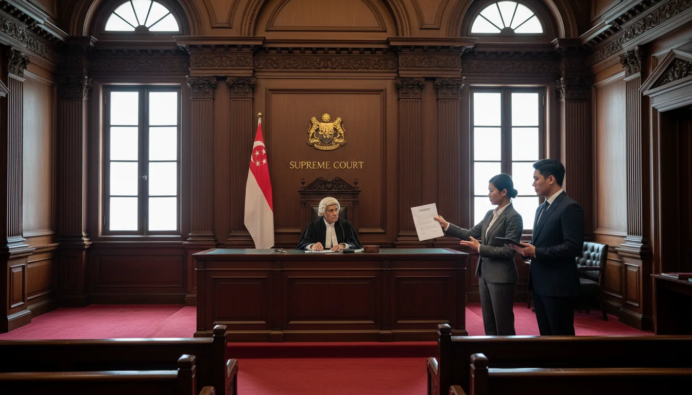 Courtroom scene with affidavit presentation