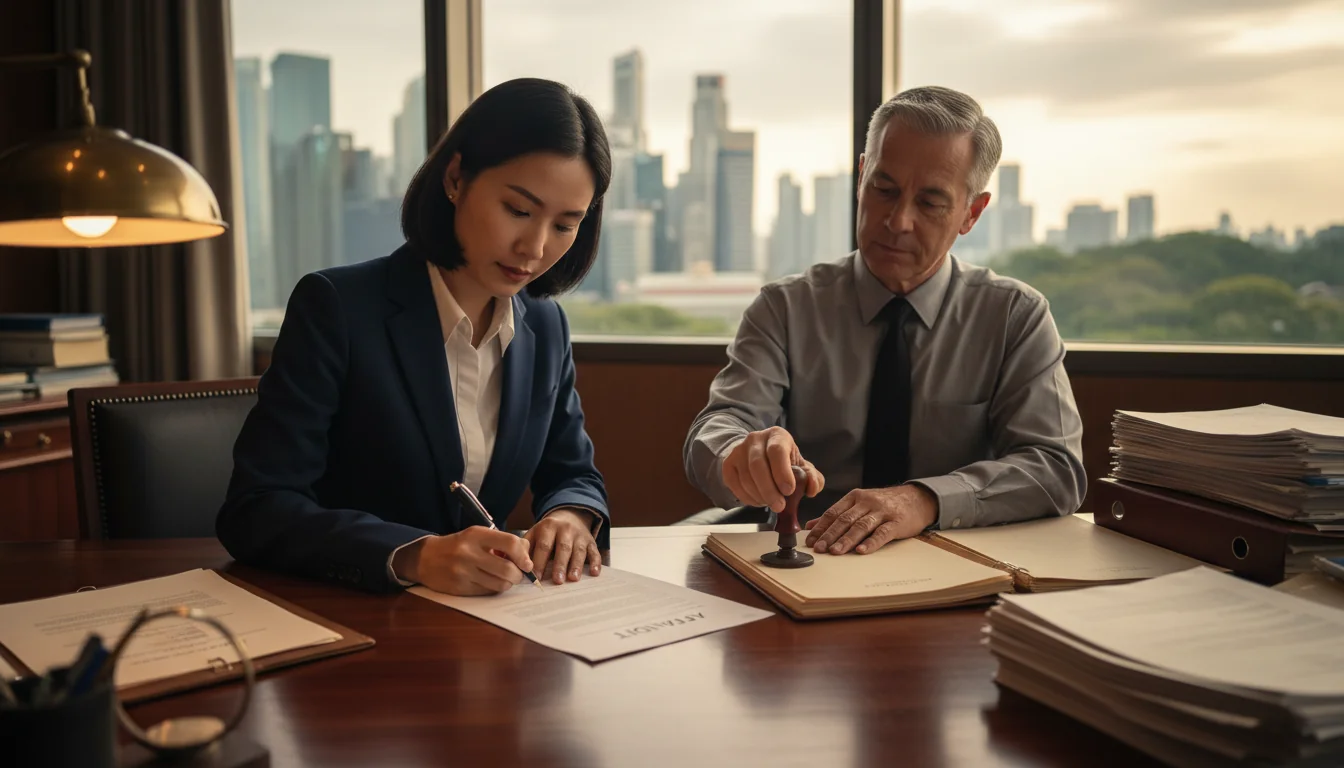 Signing affidavit at notary office