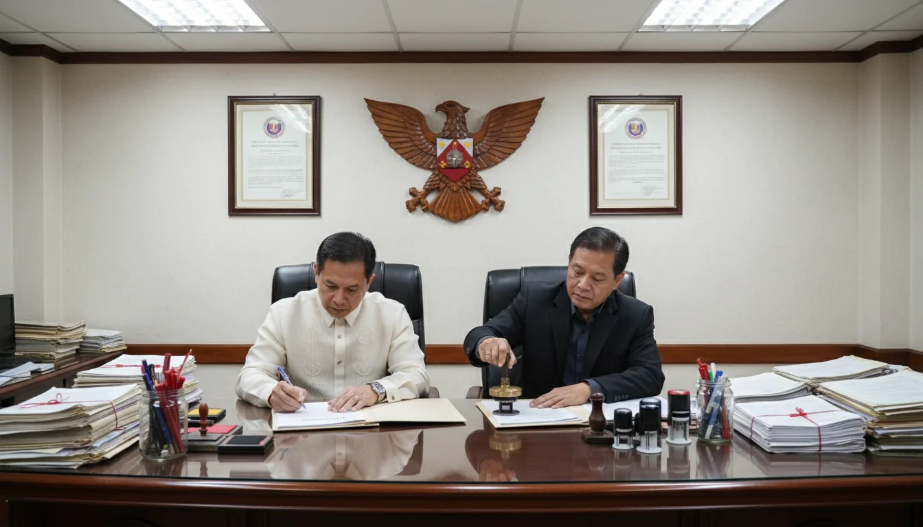 Signing affidavit at notary office