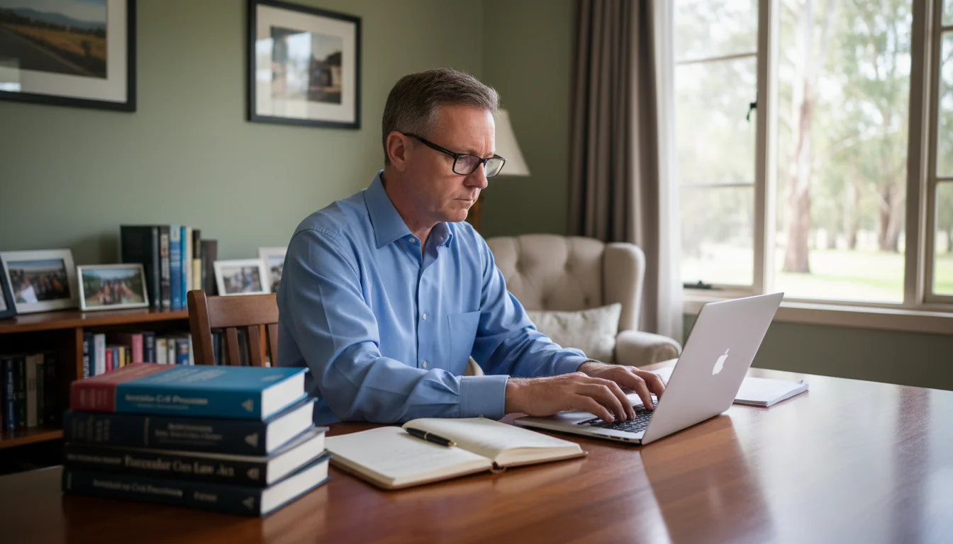 Person writing affidavit on laptop
