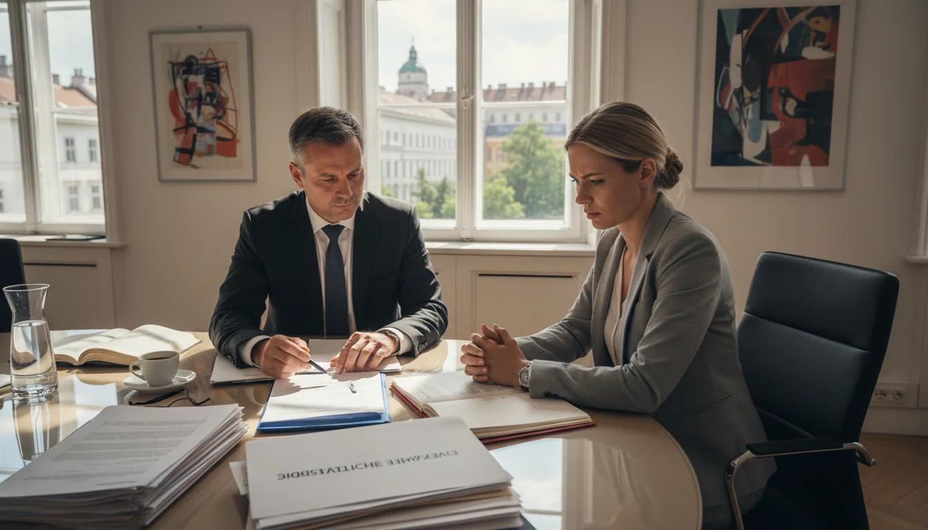 Lawyer explaining affidavit to client