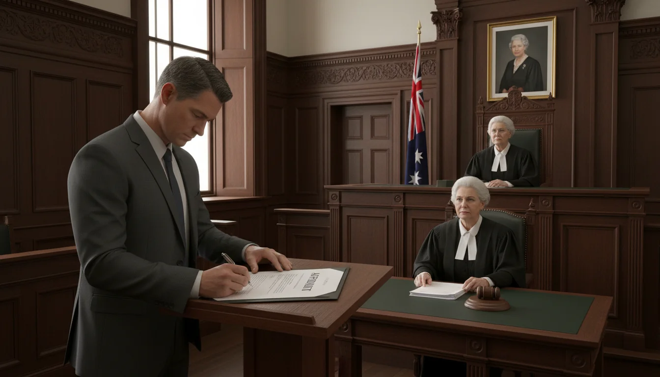 Signing affidavit in courtroom