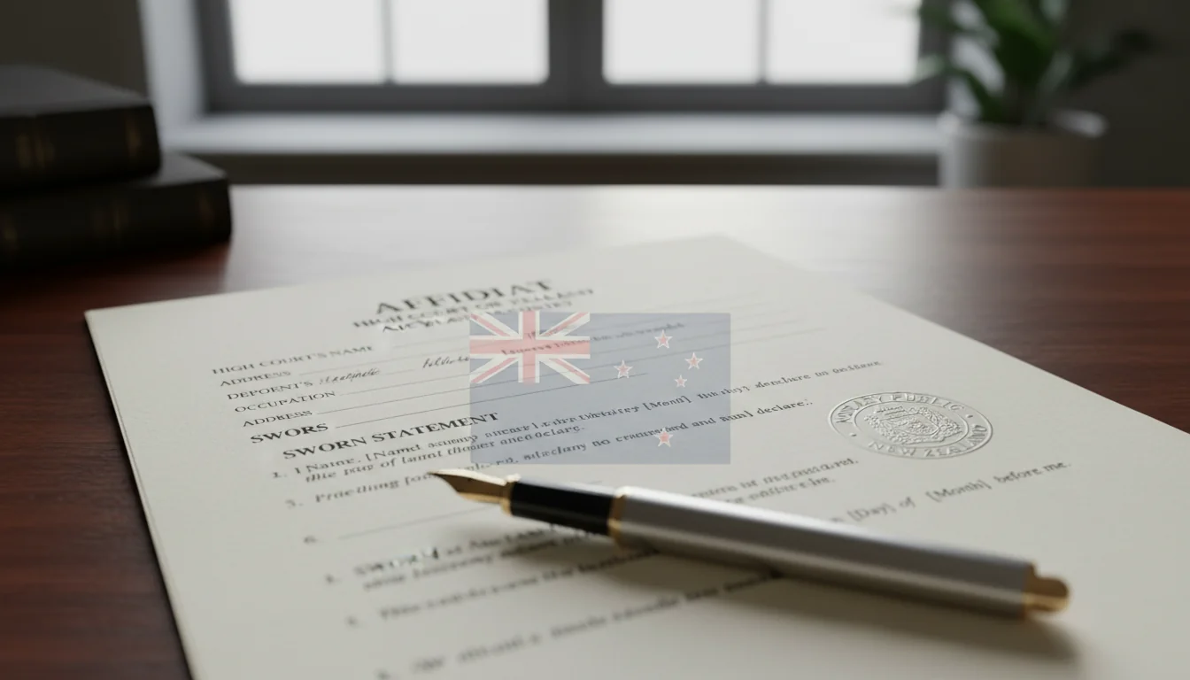 Affidavit document close-up view