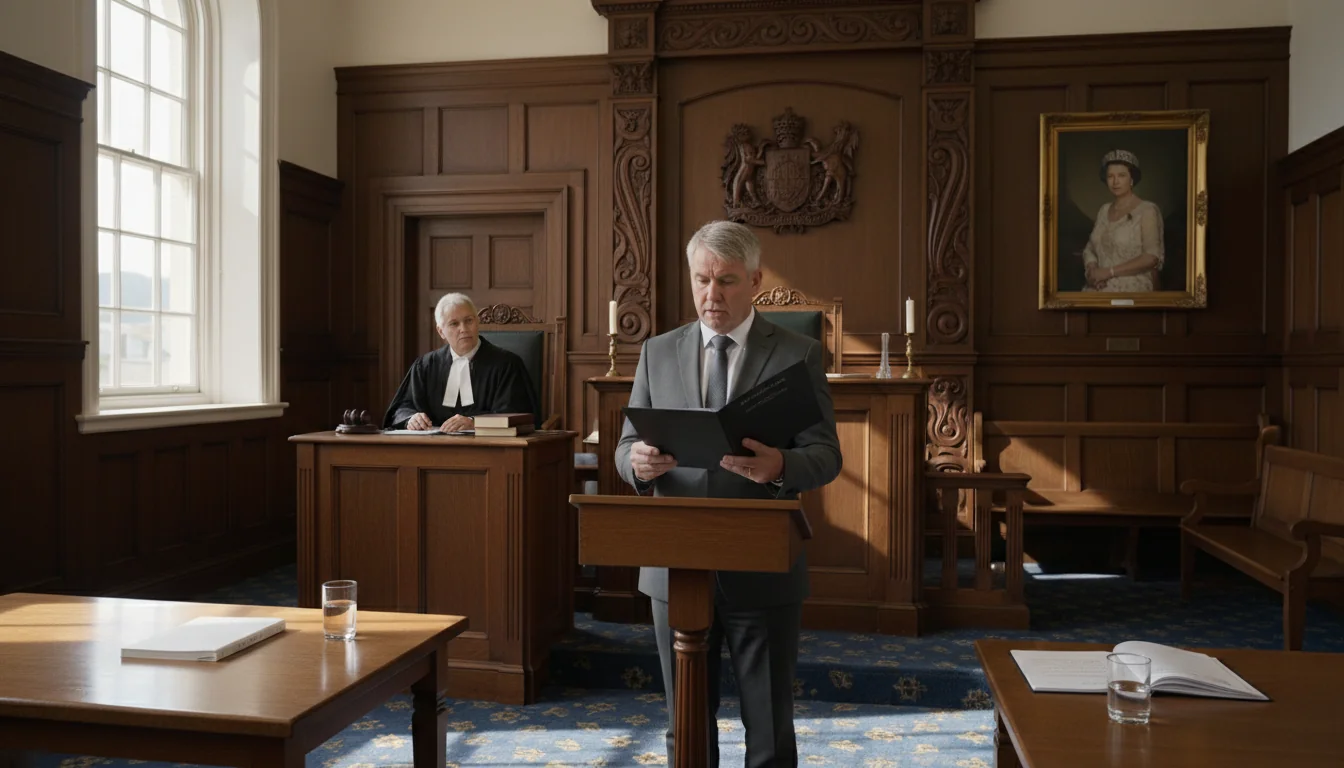 Courtroom with affidavit presentation