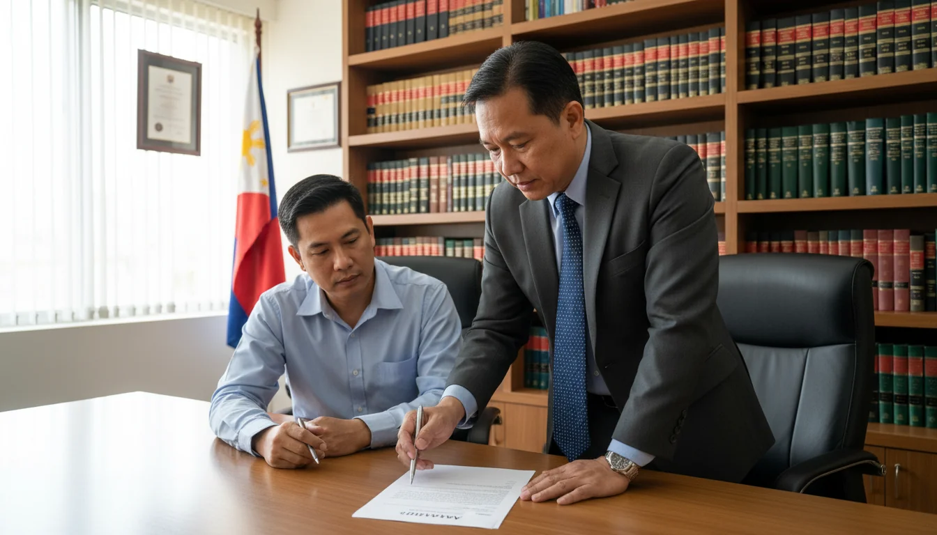 Lawyer explaining affidavit to client