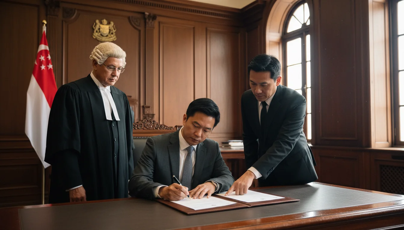 Signing affidavit in courtroom