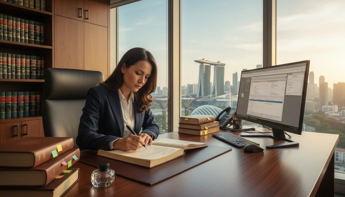 Singapore lawyer preparing affidavit