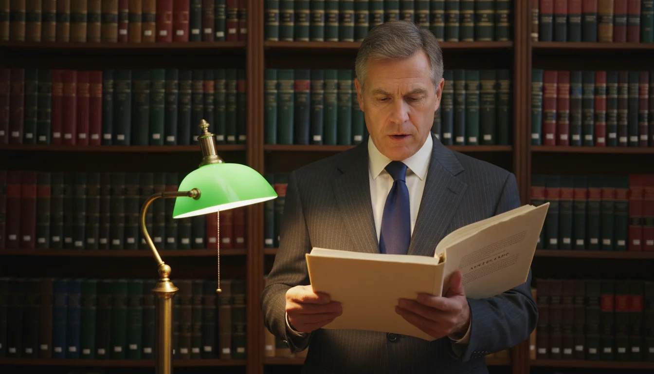 Adult lawyer reviewing affidavit papers